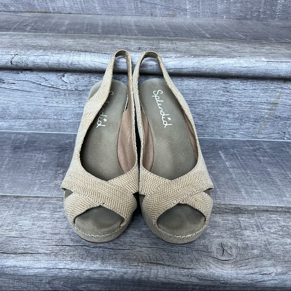 Splendid sling back wedges cream sandals size 9.5